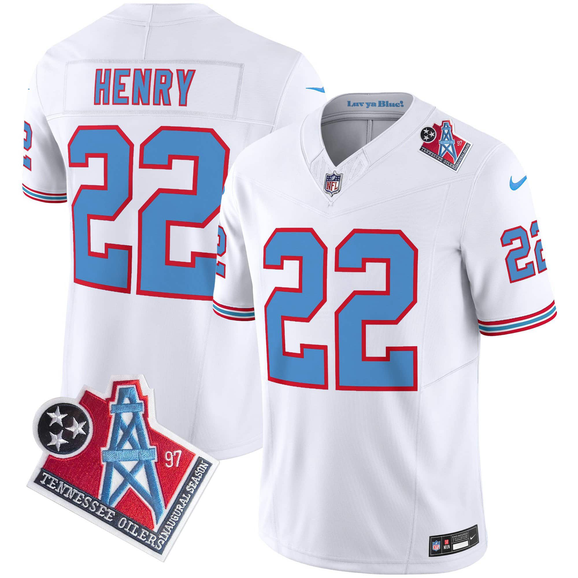 Men Tennessee Titans #22 Henry White 1997 Throwback 2024 Nike Limited Vapor NFL Jersey